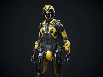 Cyborg Low-poly 3D model