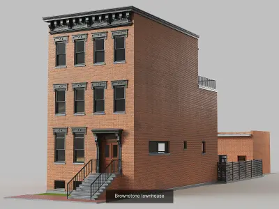Brownstone architecture 3D Model Collection