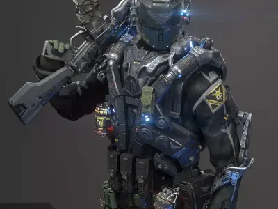 SCIFI - RECON SOLDIER Low-poly 3D model