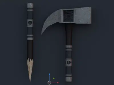 Hamer and Stake Vampire Killer Free low-poly 3D model