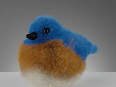 Cute Fluffy Toy Birds 3D model