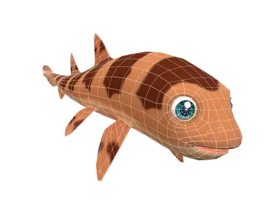 White Spotted Bamboo Shark Animated Fish  Low-poly 3D model