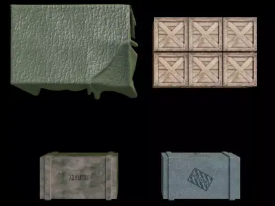 military boxes Low-poly 3D model