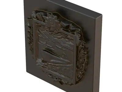 Military Submarine Metal Bas-relief 3D model