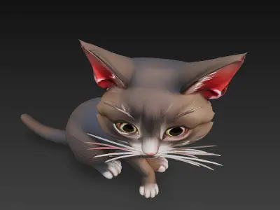 Cat Realistic 3D Model Basic - Low Poly Realistic Low-poly 3D model