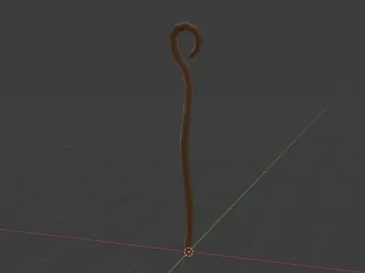 Stylized Wizard Simple Wooden Staff Low-poly 3D model