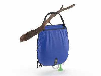 Outdoor Shower Bag Hanging on Tree Branch Blue 3D model