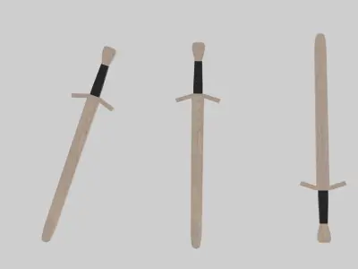 Wooden Training Swords With 3 Textures Low-poly 3D model