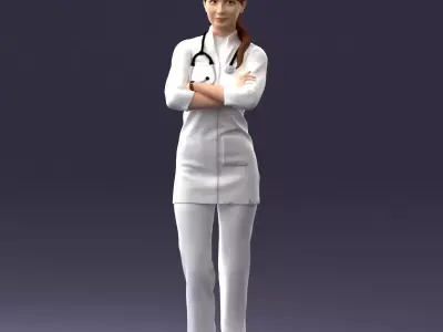 000188 Doctor in Medical Uniform with Stethoscope 1008 3D model