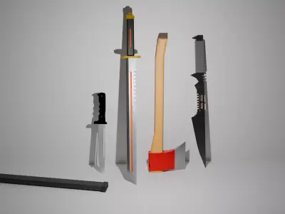 Kit de 4 armas  Low-poly 3D model