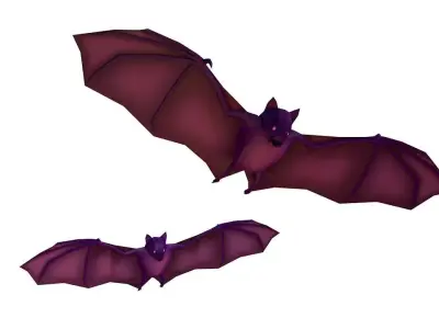 Cartoon Lowpoly Bat Illustration Low-poly 3D model