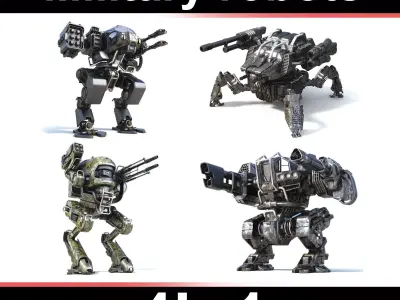 Military robots set 4in1 3D model