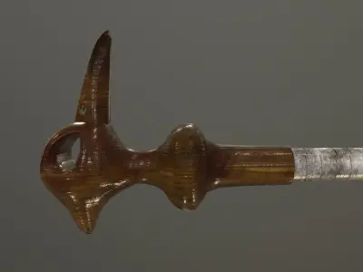 Wooden Bird head Stick  Low-poly 3D model