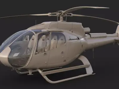 Airbus H130 Clay High Detail 3ds max Vray 3D model