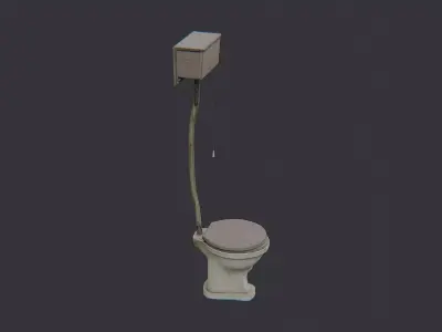 Vintage bathroom toilet with wall tank Low-poly 3D model
