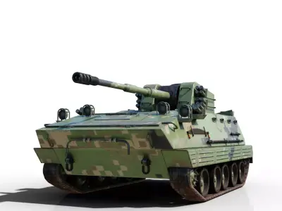 4 coatings of PLA Army PLZ85 122mm self-propelled howitzer Low-poly 3D model