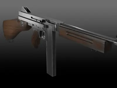 M1A1 Thompson Submachinegun Low-poly 3D model