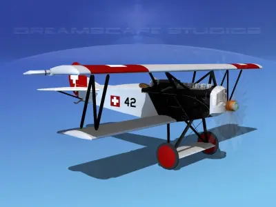 Fokker D-VII V16 Swiss 3D model