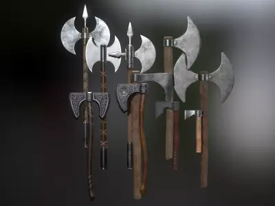 Medieval Weapons Axe Collection-01 Low-poly 3D model