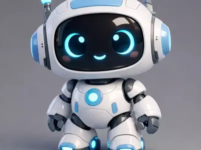Cute Futuristic Robot Character 3D model