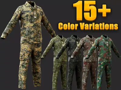 Austrian Armed Forces Shirt Pants -12 Color Game-Ready Low-poly 3D model