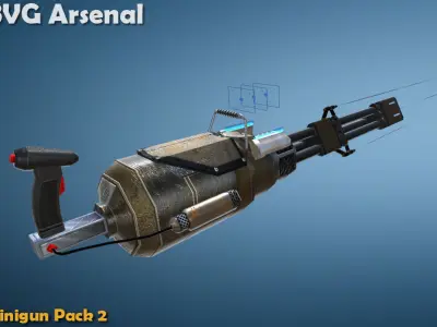 Minigun pack 2 Low-poly 3D model