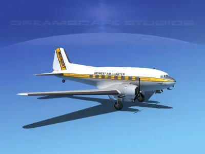 Douglas DC-3 Midwest 3D model