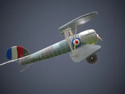 Sopwith camel English ww1 plane  Low-poly 3D model