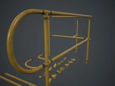 Modular Handrails PBR Game Ready Low-poly 3D model