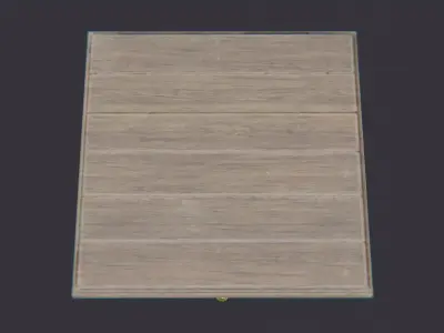 Wooden hotel restaurant table with a sturdy base Low-poly 3D model