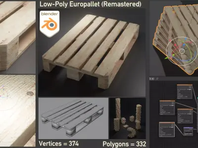 Europallet Remastered Low-poly 3D model