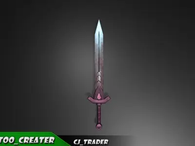 Fantasy Sword Low-Poly 3D Model Low-poly 3D model