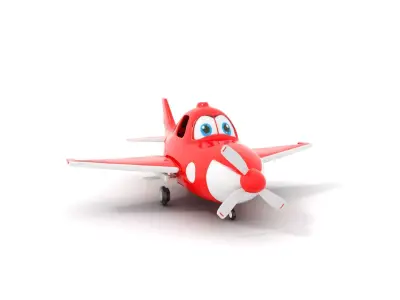 Red Toy Airplane model pack Low-poly 3D model