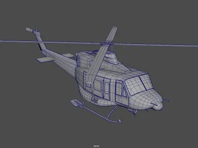 Bell 412 Helicopter low poly game and VR ready Low-poly 3D model