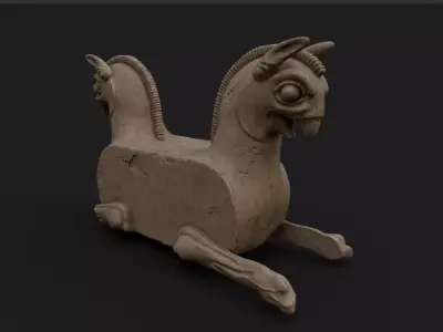 Ancient Persian Griffin Statue Low-poly 3D model