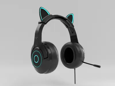 Cat Ears Gaming Headphones 3D model