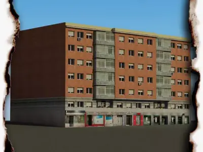 Building apartment in city Low-poly 3D model