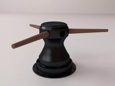 Capstan coffee table with two wooden sticks 3D model