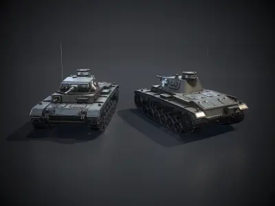 Low Poly Panzer III E medium tank Low-poly 3D model