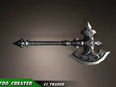 Magic Spell Axe Fantasy Axe Low-Poly 3D Model Low-poly 3D model