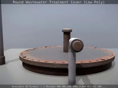 Round Wastewater Treatment Cover Low-Poly Version Low-poly 3D model