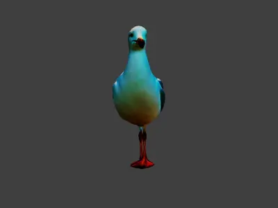 Seagull Bird  Low-poly 3D model