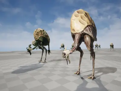 Ostrich Dinosaur Velociraptor Monster 4 Low-poly 3D model