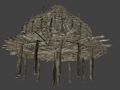 Prehistoric Wooden Hut Low-poly 3D model