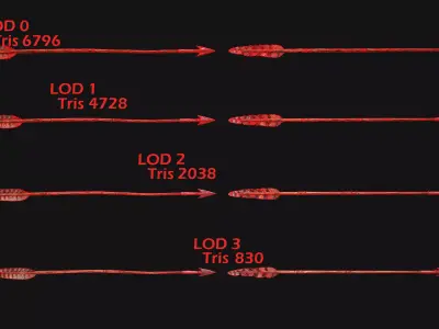 Medieval Wooden Bow Weapon Set Low-poly 3D model