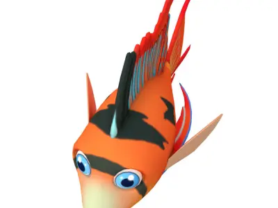 Bolivian Butterfly Fish Cartoon Animated Low-poly 3D model