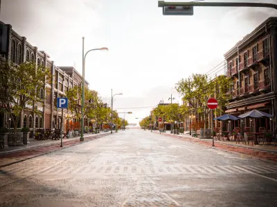 URBAN CITY SCENE WITH ALL THE ASSET 3D Model Collection