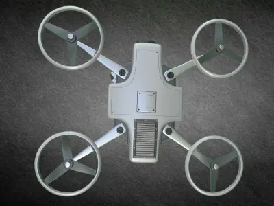 Quadcopter drone with four wheels Low-poly 3D model