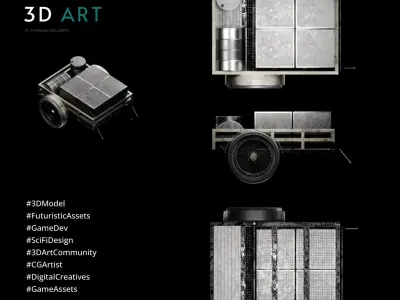 Futuristic cart transport 3d assets V6 Low-poly 3D model