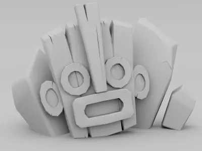 Low Poly stylized Tiki Mask Low-poly 3D model Low-poly 3D model
